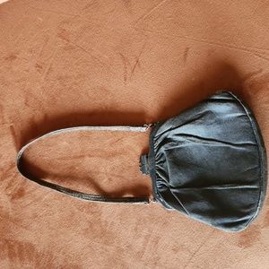 Antique collectible leather metal framed women's evening purse